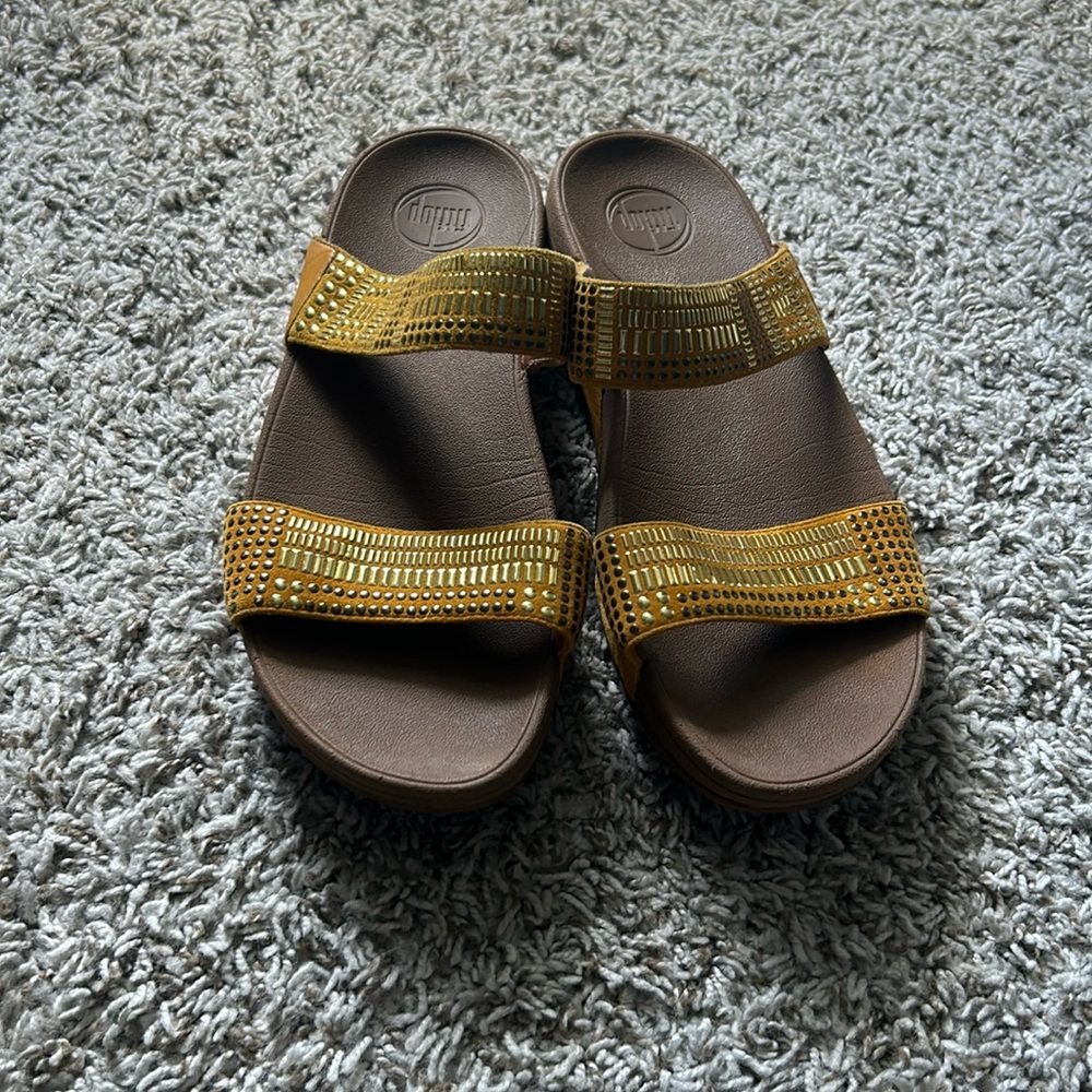 Fitflop Brown and Gold Glam Sandals